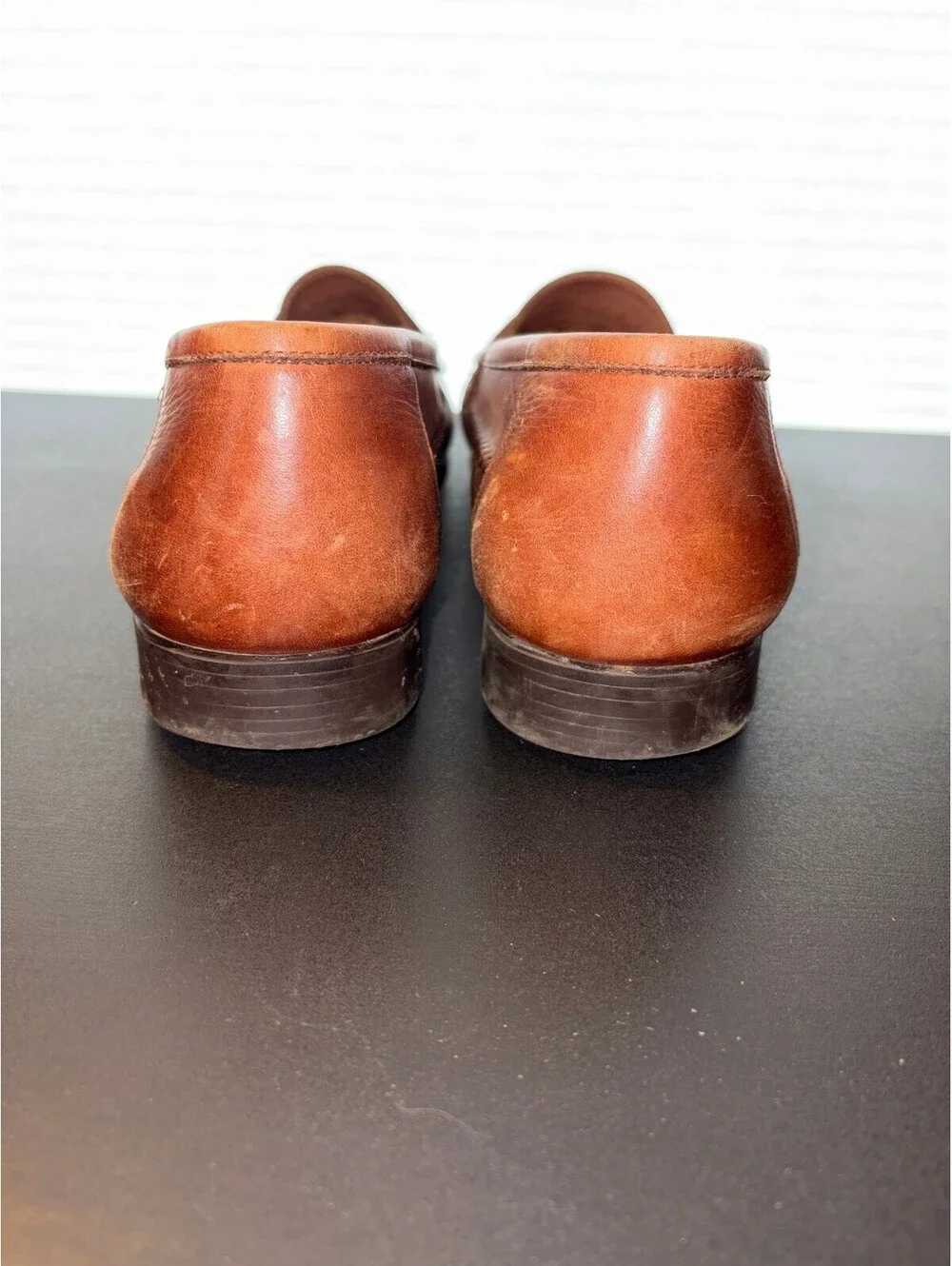 Vintage 90s Giorgio Brutini 13D Brown Woven Leather Kiltie Tassel Loafers 1286